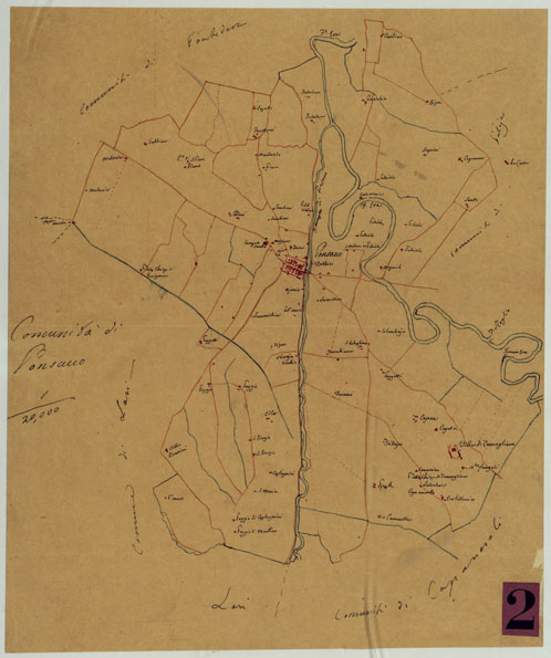 (N:9762) ELEMENTI PER LA FORMAZIONE DI UNA CARTA DELLA TOSCANA ALLA SCALA DI 1:28.800 - PONSACCO. (CA005654) Carte e stampe antiche: riproduzione a colori su carta (formato A2)