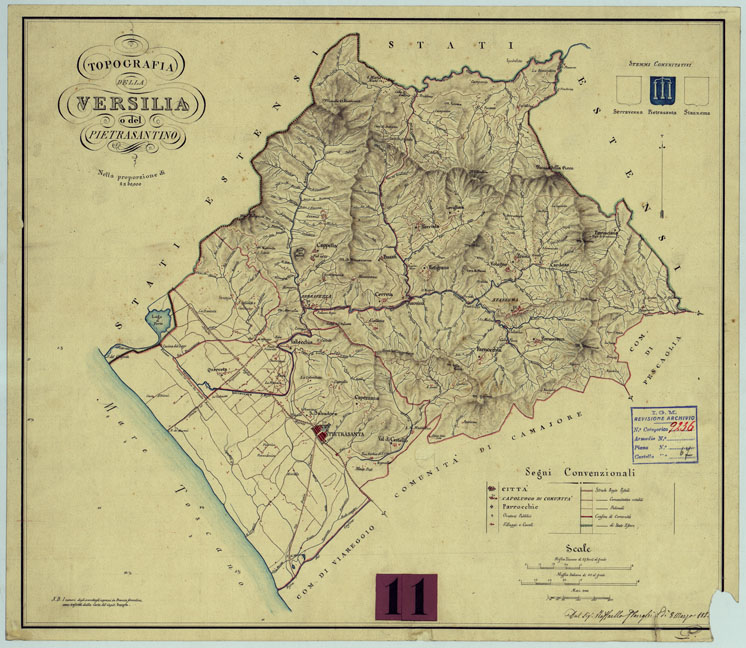 (N:12880) TOPOGRAFIA DELLA VERSILIA O DEL PIETRASANTINO (CA005696) Carte e stampe antiche: riproduzione a colori su carta (formato A2)