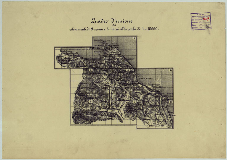 (N:165) ANCONA E DINTORNI - QUADRO D'UNIONE (CA005756) Carte e stampe antiche: riproduzione a colori su carta (formato A2)