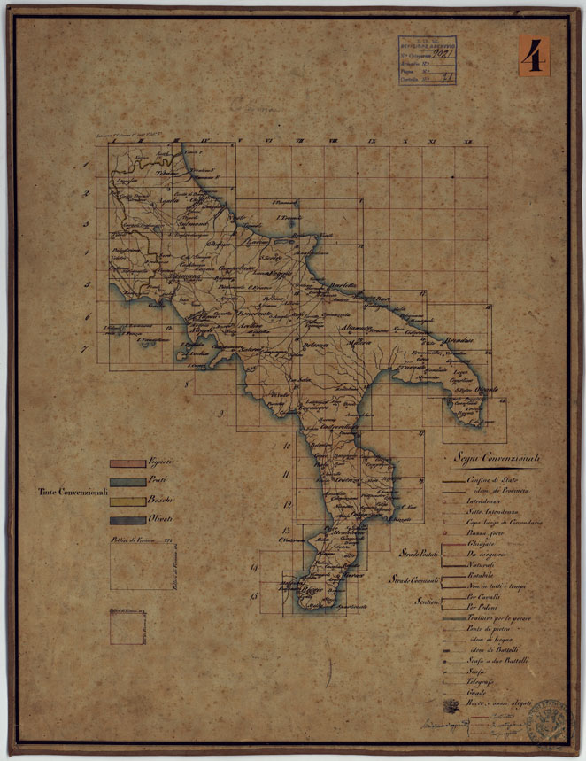 (N:14233) CARTA DELLE PROVINCE CONTINENTALI DELL'EX REGNO DI NAPOLI - QUADRO D'UNIONE (CA006009) Carte e stampe antiche: riproduzione a colori su carta (formato A2)