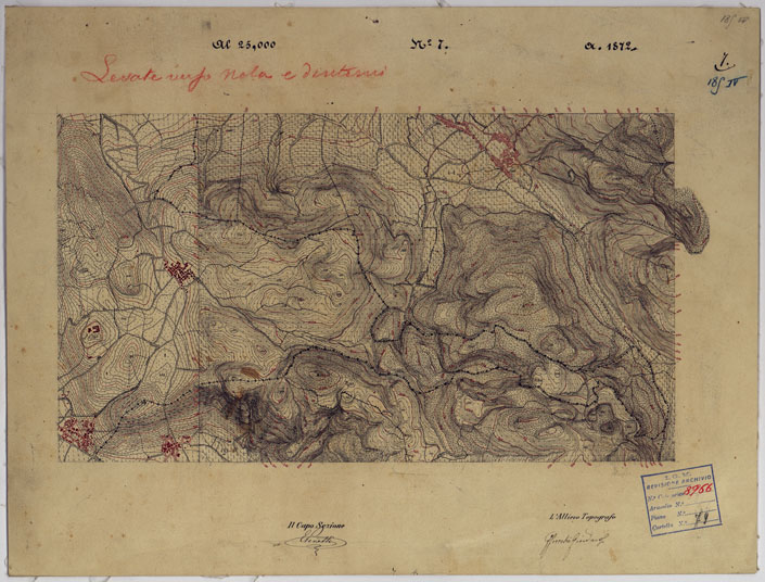 (N:9434) DINTORNI DI NAPOLI  MINUTE DI CAMPAGNA - FOGLIO 7 MUGNANO DEL CARDINALE (CA006530, CA006531) Carte e stampe antiche: riproduzione a colori su carta (formato A2)