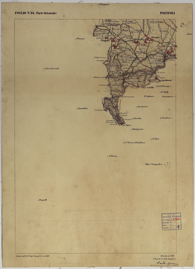 (N:9423) DINTORNI DI NAPOLI  MINUTE DI CAMPAGNA - FOGLIO 61 (PARTE ORIENTALE) TAVOLA 21 POZZUOLI (CA006554) Carte e stampe antiche: riproduzione a colori su carta (formato A2)