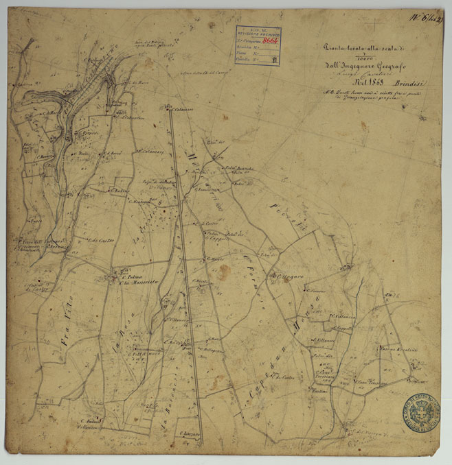 (N:444) BRINDISI E DINTORNI - TAVOLA 6 BIS 2. (CA006707) Carte e stampe antiche: riproduzione a colori su carta (formato A2)
