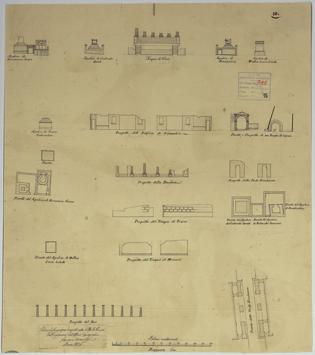 (N:15724) Scavi di Pompei - Foglio 10 (CA006769) Carte e stampe antiche: riproduzione a colori su carta (formato A2)