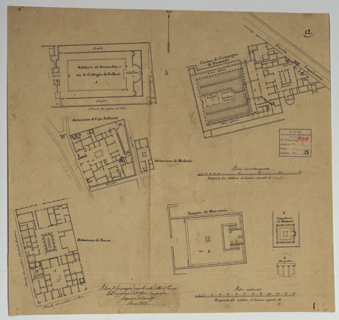 (N:15726) Scavi di Pompei - Foglio 12 (CA006771) Carte e stampe antiche: riproduzione a colori su carta (formato A2)