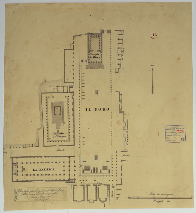 (N:15741) Scavi di Pompei - Foglio 25 (CA006785) Carte e stampe antiche: riproduzione a colori su carta (formato A2)