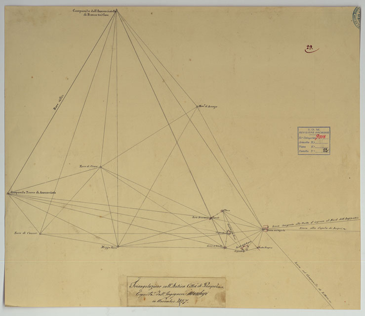 (N:15745) Scavi di Pompei - Foglio 29 - Triangolazioni (CA006789) Carte e stampe antiche: riproduzione a colori su carta (formato A2)