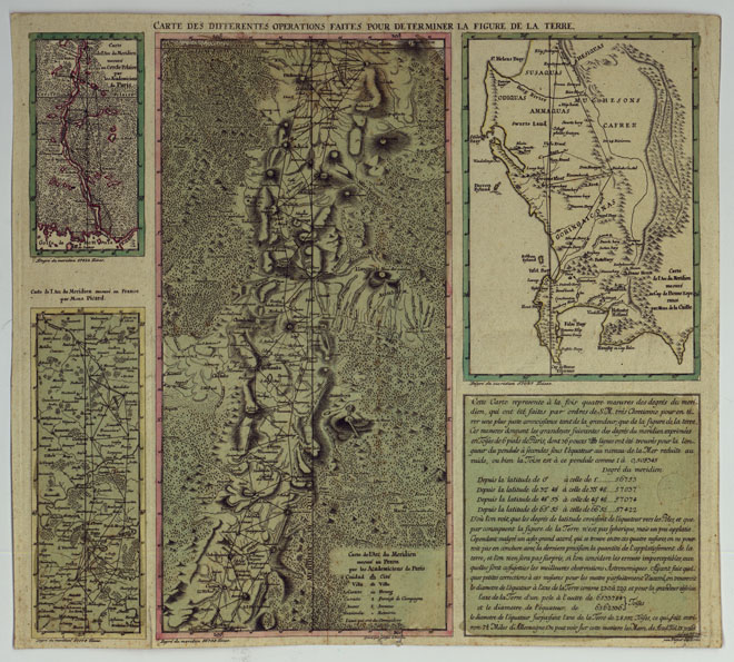 (N:18194) Carte des differentes operation faites pour determiner la figure de la terre (CA007248, CA007249, CA007250, CA007251, CA007252) Carte e stampe antiche: riproduzione a colori su carta (formato A2)
