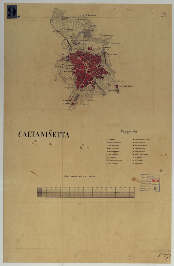 (N:471) CALTANISETTA - Foglio 1 - lucido (CA007257, CA007258) Carte e stampe antiche: riproduzione a colori su carta (formato A2)