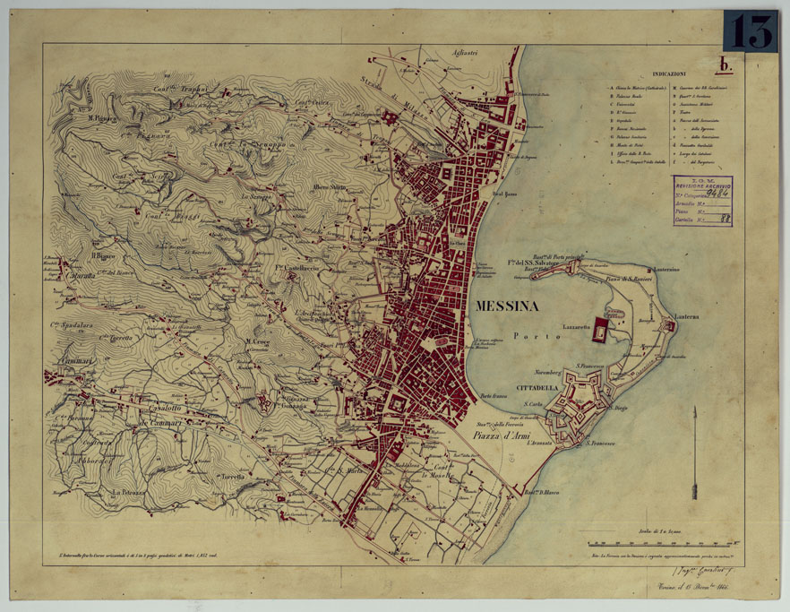 (N:17100) MESSINA (CA007274) Carte e stampe antiche: riproduzione a colori su carta (formato A2)