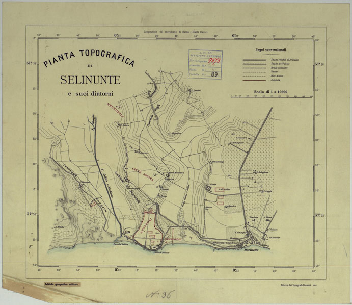 (N:17104) PIANTA TOPOGRAFICA DI SELINUNTE E I SUOI DINTORNI.
 (CA007433) Carte e stampe antiche: riproduzione a colori su carta (formato A2)