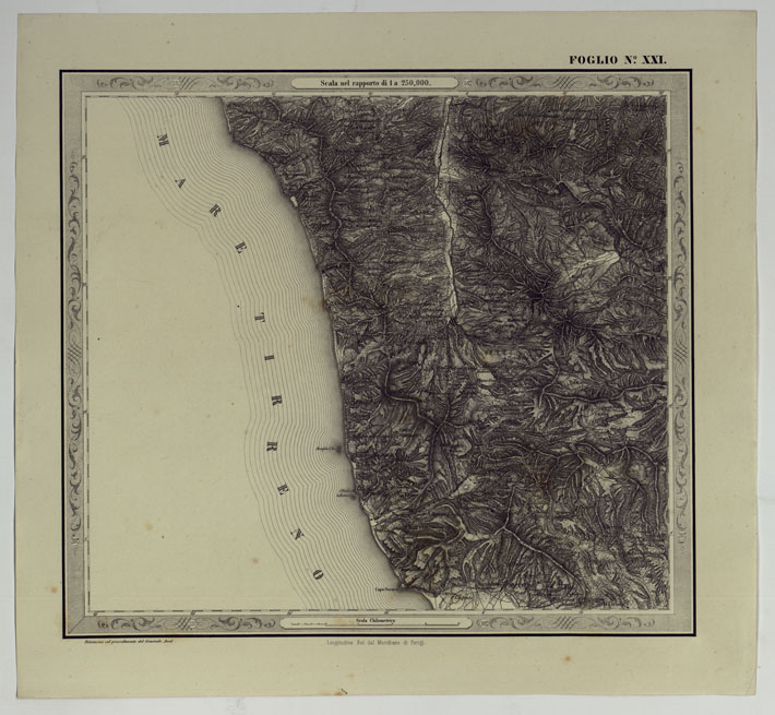 (N:14579) CARTA DELLE PROVINCE NAPOLITANE IN FOGLI 25 FOTOINCISA COL PROCEDIMENTO DEL GENERALE AVET ALLA SCALA DI 1:250.000 PUBBLICATA DALL'ISTITUTO TOPOGRAFICO MILITARE, 1874 - FOGLIO XXI. (CA007537) Carte e stampe antiche: riproduzione a colori su carta (formato A2)