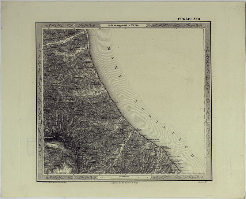 (N:25166) CARTA DELLE PROVINCE NAPOLITANE IN FOGLI 25 FOTOINCISA COL PROCEDIMENTO DEL GENERALE AVET ALLA SCALA DI 1:250.000 COPIA COMPLETA RIVEDUTA DAL 1882 AL 1884 PUBBLICATA DALL'ISTITUTO TOPOGRAFICO MILITARE, 1874 - FOGLIO II. (CA007544) Carte e stampe antiche: riproduzione a colori su carta (formato A2)