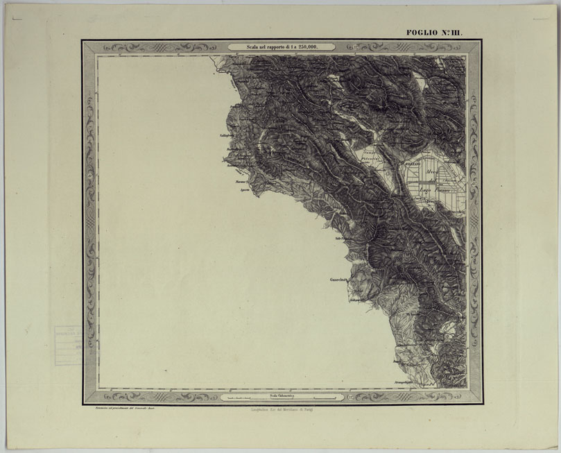 (N:25167) CARTA DELLE PROVINCE NAPOLITANE IN FOGLI 25 FOTOINCISA COL PROCEDIMENTO DEL GENERALE AVET ALLA SCALA DI 1:250.000 COPIA COMPLETA RIVEDUTA DAL 1882 AL 1884 PUBBLICATA DALL'ISTITUTO TOPOGRAFICO MILITARE, 1874 - FOGLIO III. (CA007545) Carte e stampe antiche: riproduzione a colori su carta (formato A2)