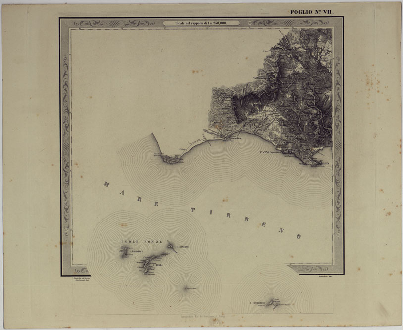 (N:25171) CARTA DELLE PROVINCE NAPOLITANE IN FOGLI 25 FOTOINCISA COL PROCEDIMENTO DEL GENERALE AVET ALLA SCALA DI 1:250.000 COPIA COMPLETA RIVEDUTA DAL 1882 AL 1884 PUBBLICATA DALL'ISTITUTO TOPOGRAFICO MILITARE, 1874 - FOGLIO VII. (CA007549) Carte e stampe antiche: riproduzione a colori su carta (formato A2)