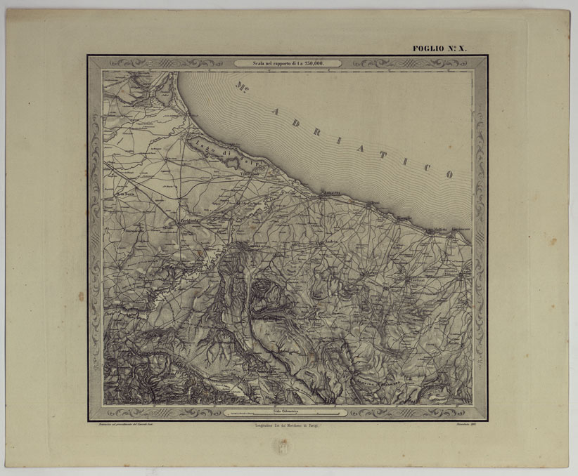 (N:25174) CARTA DELLE PROVINCE NAPOLITANE IN FOGLI 25 FOTOINCISA COL PROCEDIMENTO DEL GENERALE AVET ALLA SCALA DI 1:250.000 COPIA COMPLETA RIVEDUTA DAL 1882 AL 1884 PUBBLICATA DALL'ISTITUTO TOPOGRAFICO MILITARE, 1874 - FOGLIO X. (CA007552) Carte e stampe antiche: riproduzione a colori su carta (formato A2)