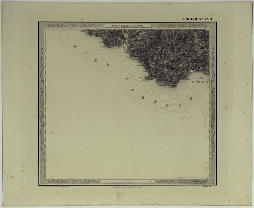 (N:25181) CARTA DELLE PROVINCE NAPOLITANE IN FOGLI 25 FOTOINCISA COL PROCEDIMENTO DEL GENERALE AVET ALLA SCALA DI 1:250.000 COPIA COMPLETA RIVEDUTA DAL 1882 AL 1884 PUBBLICATA DALL'ISTITUTO TOPOGRAFICO MILITARE, 1874 - FOGLIO XVII. (CA007559) Carte e stampe antiche: riproduzione a colori su carta (formato A2)