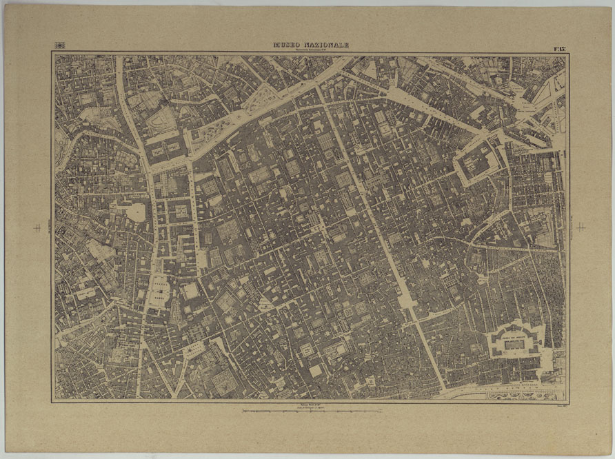 (N:17122) PIANTA TOPOGRAFICA DELLA CITTA' DI NAPOLI ALLA SCALA DI 1:4.000 - FOGLIO 13 MUSEO NAZIONALE.
 (CA007594) Carte e stampe antiche: riproduzione a colori su carta (formato A2)