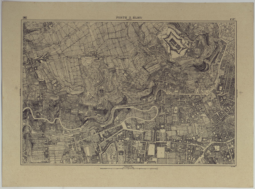 (N:17125) PIANTA TOPOGRAFICA DELLA CITTA' DI NAPOLI ALLA SCALA DI 1:4.000 - FOGLIO 17 FORTE S. ELMO.
 (CA007597) Carte e stampe antiche: riproduzione a colori su carta (formato A2)