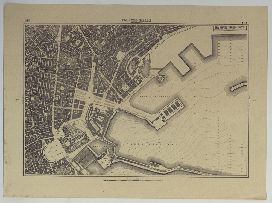 (N:17126) PIANTA TOPOGRAFICA DELLA CITTA' DI NAPOLI ALLA SCALA DI 1:4.000 - FOGLIO 18 PALAZZO REALE.
 (CA007598) Carte e stampe antiche: riproduzione a colori su carta (formato A2)