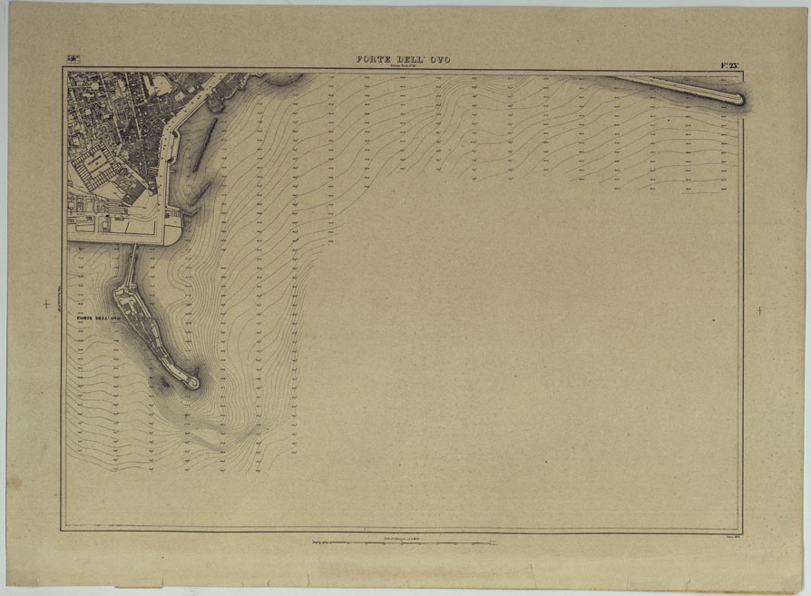 (N:17131) PIANTA TOPOGRAFICA DELLA CITTA' DI NAPOLI ALLA SCALA DI 1:4.000 - FOGLIO 23 FORTE DELL'OVO.
 (CA007603) Carte e stampe antiche: riproduzione a colori su carta (formato A2)