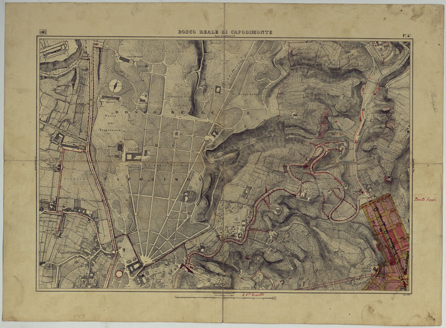 (N:25204) PIANTA TOPOGRAFICA DELLA CITTA' DI NAPOLI ALLA SCALA DI 1:4.000 EDIZIONE CON APPROVAZIONE PER AGGIORNAMENTI CATASTALI - FOGLIO 4 BOSCO REALE. (CA007608) Carte e stampe antiche: riproduzione a colori su carta (formato A2)