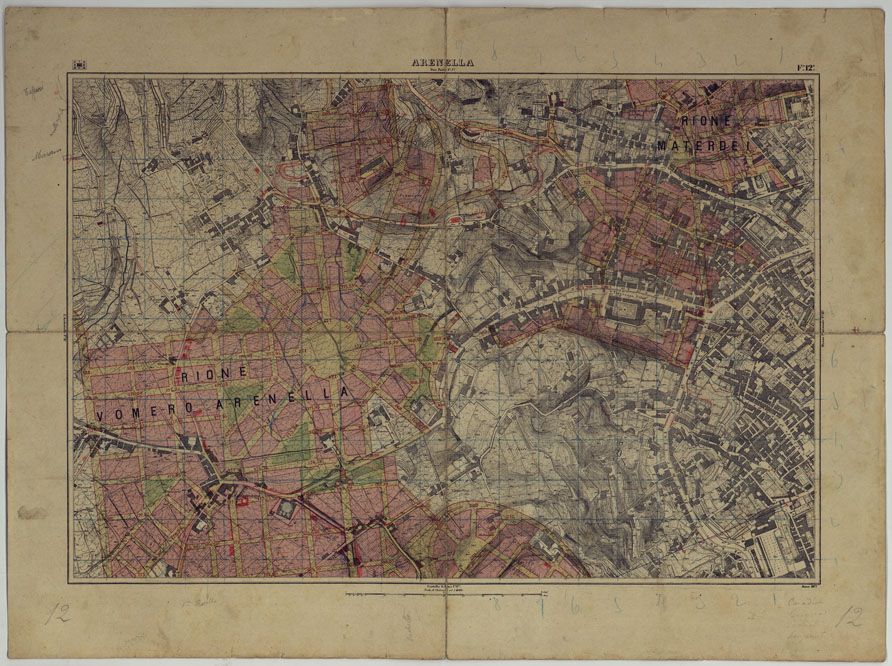 (N:25211) PIANTA TOPOGRAFICA DELLA CITTA' DI NAPOLI ALLA SCALA DI 1:4.000 EDIZIONE CON APPROVAZIONE PER AGGIORNAMENTI CATASTALI - FOGLIO 12 ARENELLA. (CA007615) Carte e stampe antiche: riproduzione a colori su carta (formato A2)