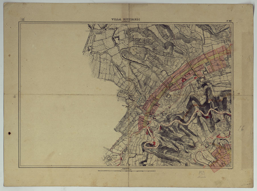 (N:25214) PIANTA TOPOGRAFICA DELLA CITTA' DI NAPOLI ALLA SCALA DI 1:4.000 EDIZIONE CON APPROVAZIONE PER AGGIORNAMENTI CATASTALI - FOGLIO 16 VILLA RICCIARDI. (CA007618) Carte e stampe antiche: riproduzione a colori su carta (formato A2)