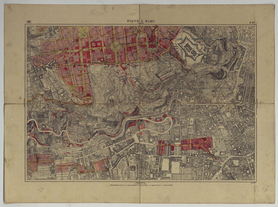 (N:25215) PIANTA TOPOGRAFICA DELLA CITTA' DI NAPOLI ALLA SCALA DI 1:4.000 EDIZIONE CON APPROVAZIONE PER AGGIORNAMENTI CATASTALI - FOGLIO 17 FORTE S. ELMO. (CA007619) Carte e stampe antiche: riproduzione a colori su carta (formato A2)