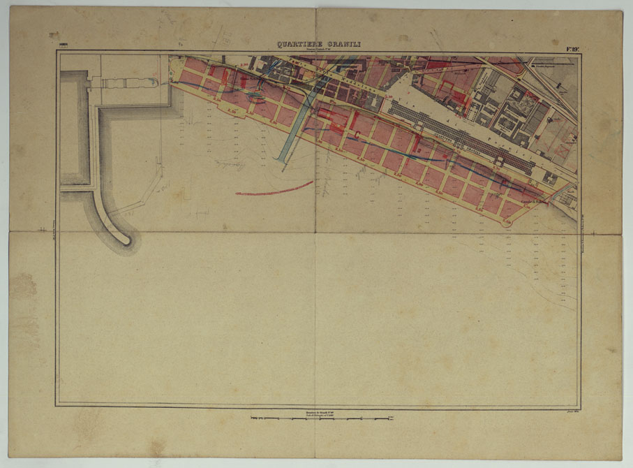 (N:25218) PIANTA TOPOGRAFICA DELLA CITTA' DI NAPOLI ALLA SCALA DI 1:4.000 EDIZIONE CON APPROVAZIONE PER AGGIORNAMENTI CATASTALI - FOGLIO 19 QUARTIERE GRANILI. (CA007621) Carte e stampe antiche: riproduzione a colori su carta (formato A2)