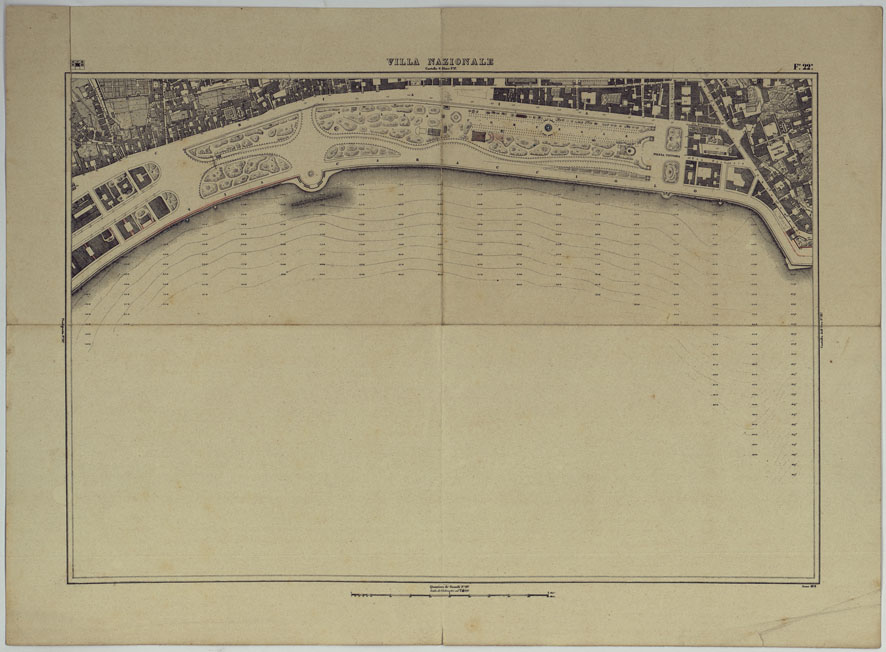 (N:25220) PIANTA TOPOGRAFICA DELLA CITTA' DI NAPOLI ALLA SCALA DI 1:4.000 EDIZIONE CON APPROVAZIONE PER AGGIORNAMENTI CATASTALI - FOGLIO 22 VILLA NAZIONALE. (CA007624) Carte e stampe antiche: riproduzione a colori su carta (formato A2)