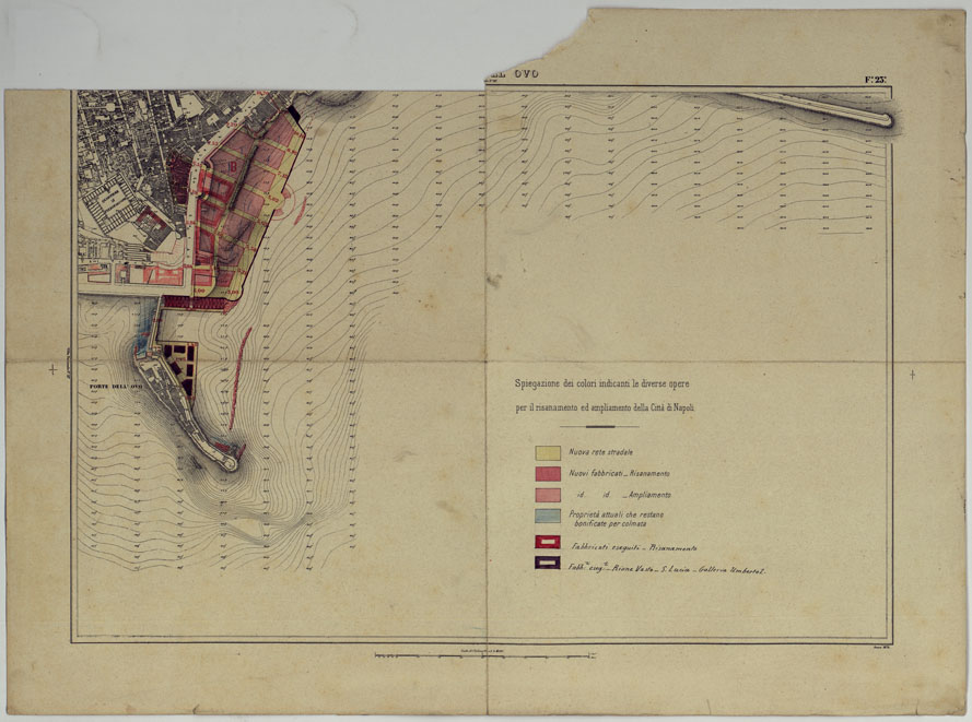 (N:25221) PIANTA TOPOGRAFICA DELLA CITTA' DI NAPOLI ALLA SCALA DI 1:4.000 EDIZIONE CON APPROVAZIONE PER AGGIORNAMENTI CATASTALI - FOGLIO 23 FORTE DELL'OVO. (CA007625) Carte e stampe antiche: riproduzione a colori su carta (formato A2)