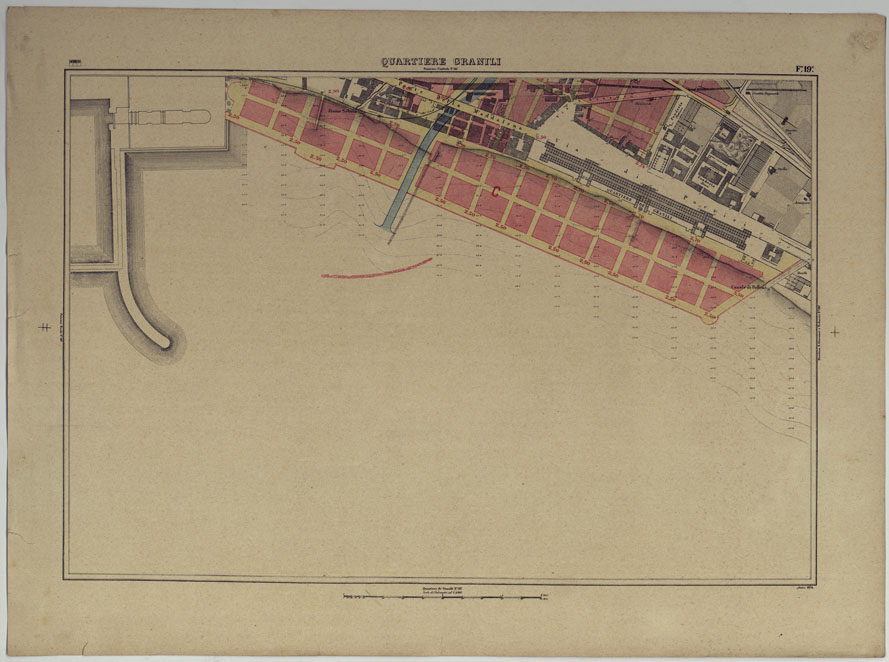 (N:25239) PIANTA TOPOGRAFICA DELLA CITTA' DI NAPOLI ALLA SCALA DI 1:4.000 EDIZIONE CON APPROVAZIONE PER AGGIORNAMENTI CATASTALI - FOGLIO 19 QUARTIERE GRANILI. (CA007643) Carte e stampe antiche: riproduzione a colori su carta (formato A2)