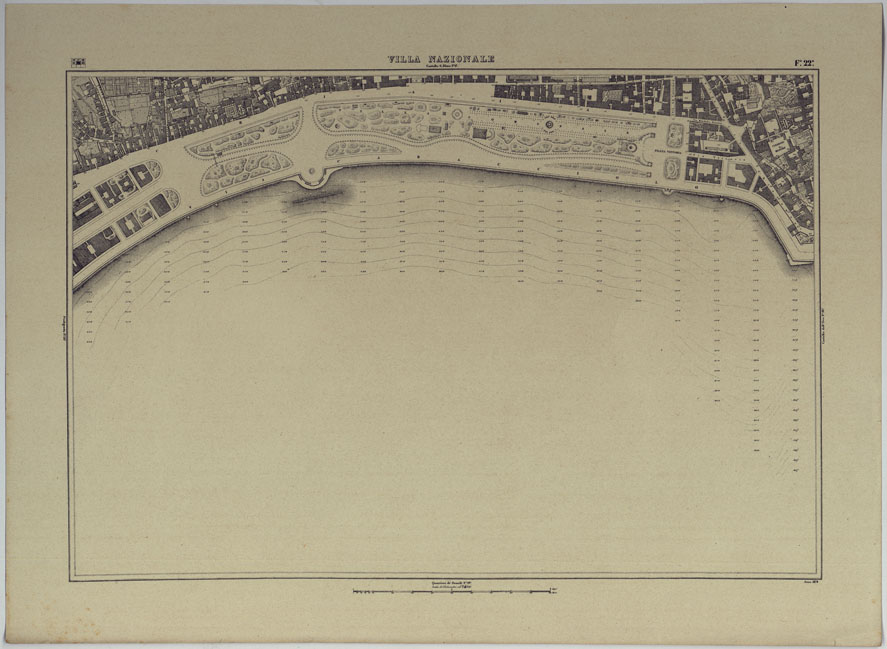 (N:25242) PIANTA TOPOGRAFICA DELLA CITTA' DI NAPOLI ALLA SCALA DI 1:4.000 EDIZIONE CON APPROVAZIONE PER AGGIORNAMENTI CATASTALI - FOGLIO 22 VILLA NAZIONALE. (CA007646) Carte e stampe antiche: riproduzione a colori su carta (formato A2)