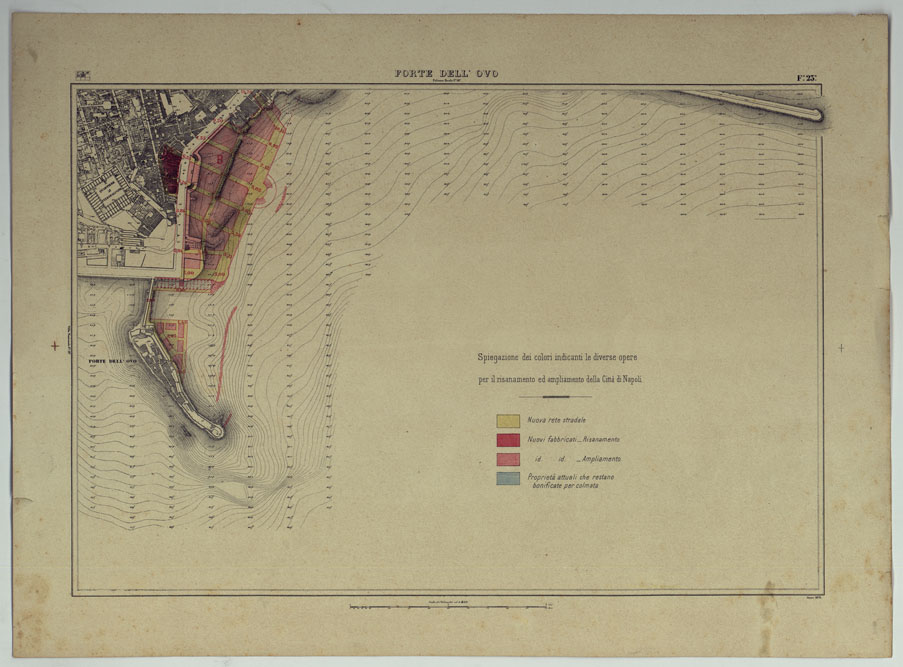 (N:25243) PIANTA TOPOGRAFICA DELLA CITTA' DI NAPOLI ALLA SCALA DI 1:4.000 EDIZIONE CON APPROVAZIONE PER AGGIORNAMENTI CATASTALI - FOGLIO 23 FORTE DELL'OVO. (CA007647) Carte e stampe antiche: riproduzione a colori su carta (formato A2)