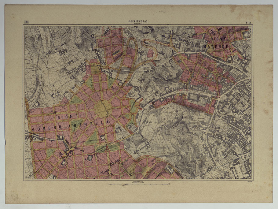 (N:25254) PIANTA TOPOGRAFICA DELLA CITTA' DI NAPOLI ALLA SCALA DI 1:4.000 EDIZIONE CON APPROVAZIONE PER AGGIORNAMENTI CATASTALI - FOGLIO 12 ARENELLA. (CA007658) Carte e stampe antiche: riproduzione a colori su carta (formato A2)