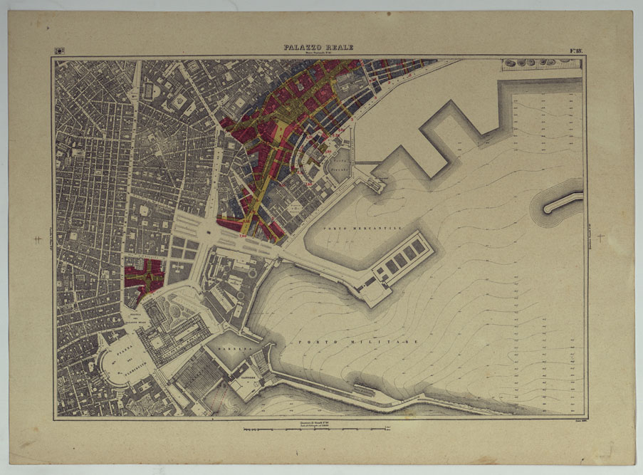 (N:25259) PIANTA TOPOGRAFICA DELLA CITTA' DI NAPOLI ALLA SCALA DI 1:4.000 EDIZIONE CON APPROVAZIONE PER AGGIORNAMENTI CATASTALI - FOGLIO 18 PALAZZO REALE. (CA007663) Carte e stampe antiche: riproduzione a colori su carta (formato A2)