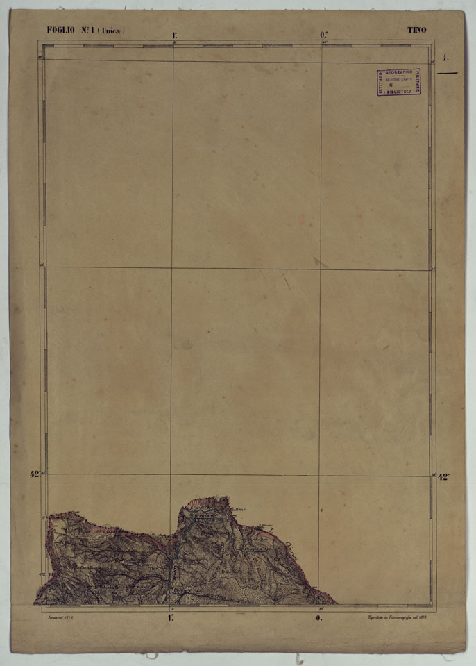 (N:17840) CARTA D'ITALIA  - FOGLIO 1 TINO. (CA008539) Carte e stampe antiche: riproduzione a colori su carta (formato A2)