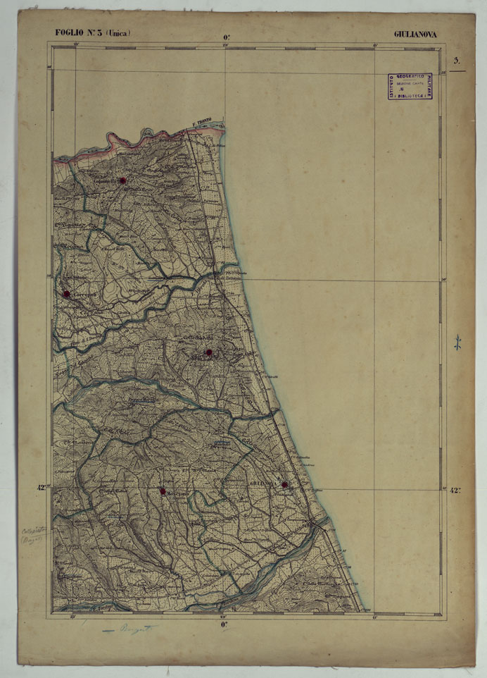 (N:17842) CARTA D'ITALIA  - FOGLIO 3 GIULIANOVA.
 (CA008541) Carte e stampe antiche: riproduzione a colori su carta (formato A2)