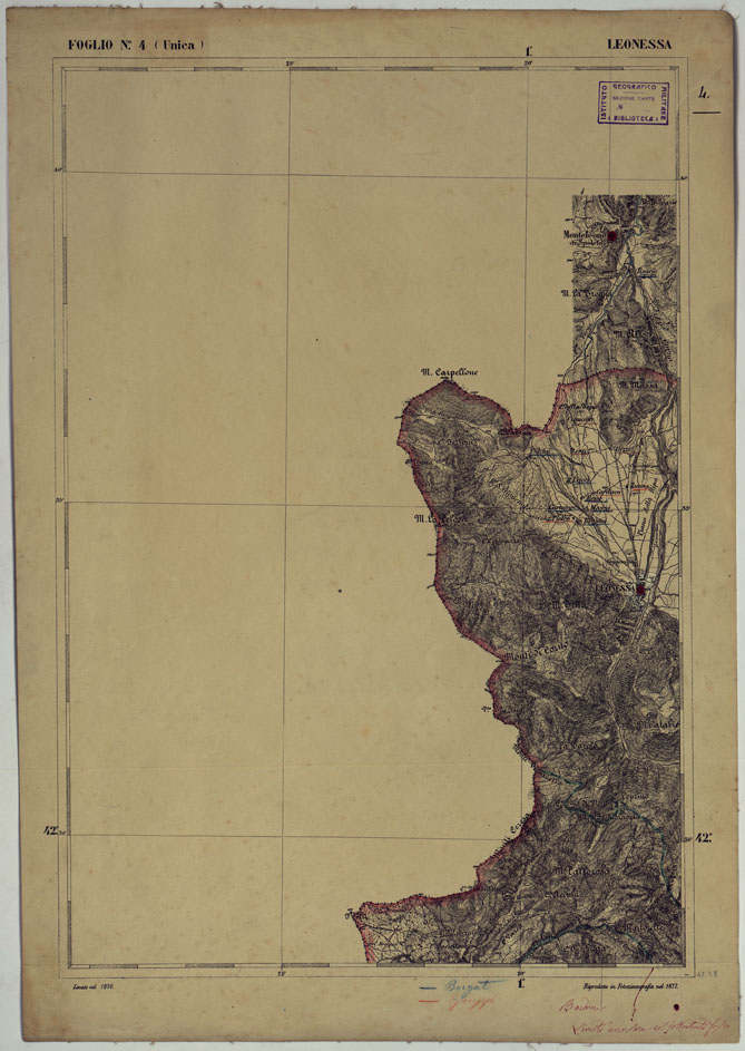 (N:17843) CARTA D'ITALIA  - FOGLIO 4 LEONESSA.
 (CA008542) Carte e stampe antiche: riproduzione a colori su carta (formato A2)