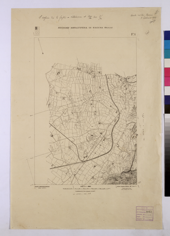 (N:25789) REGIONE ASFALTIFERA DI RAGUSA - FOGLIO 1. (CA008989) Carte e stampe antiche: riproduzione a colori su carta (formato A2)