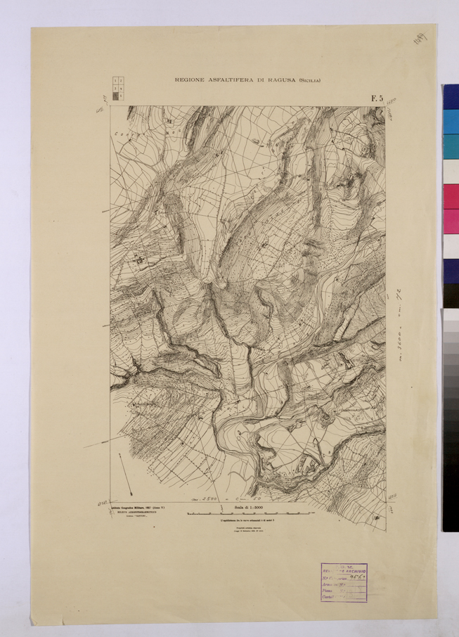 (N:25793) REGIONE ASFALTIFERA DI RAGUSA. - FOGLIO 5. (CA008993) Carte e stampe antiche: riproduzione a colori su carta (formato A2)