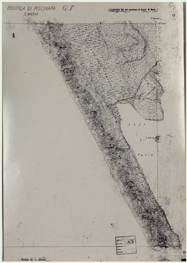 (N:25985) CONSORZI DI BONIFICA DI PISCINARA E BONIFICAZIONE PONTINA - F.Q8 S. MARIA. (CA009184) Carte e stampe antiche: riproduzione a colori su carta (formato A2)