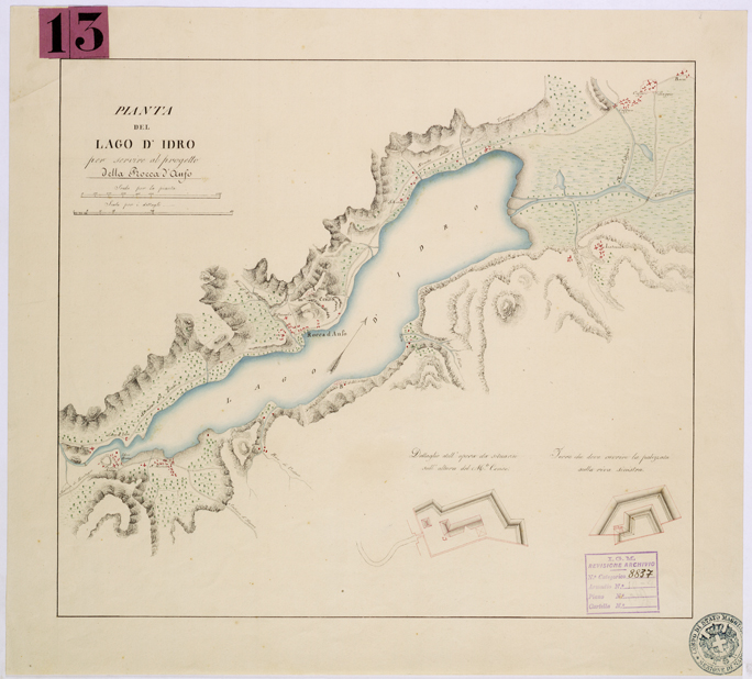 (N:26268) PIANTA DEL LAGO D'IDRO. (CA009484) Carte e stampe antiche: riproduzione a colori su carta (formato A2)