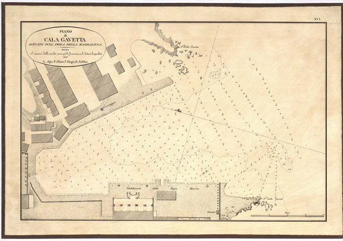 (N:5423) CARTA IDROGRAFICA DELLA SARDEGNA... - Foglio 16 - Piano di Cala Gavetta situata sull'isola della Maddalena (B0004795) Carte e stampe antiche: riproduzione a colori su carta (formato A3)