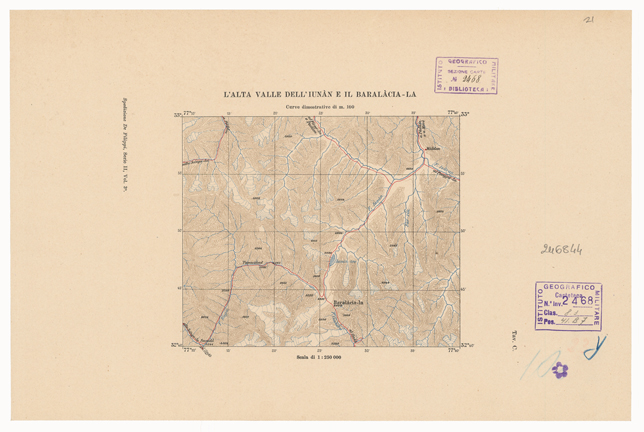 (N:32922) INDIA BRITANNICA - SPEDIZIONE DE FILIPPI NELL'HIMALAIA - L'ALTA VALLE DELL'IUNAN E IL BARALACIA-LA (B0019934) Carte e stampe antiche: riproduzione a colori su carta (formato A3)