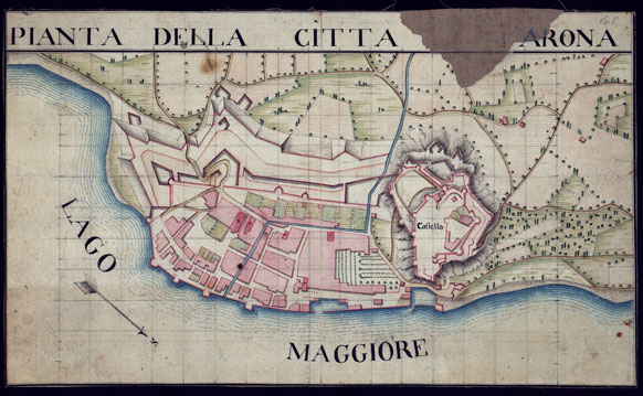 (N:23390) PIANTA DELLA CITTA' ARONA (CA001473) Carte e stampe antiche: riproduzione a colori su carta (formato A3)