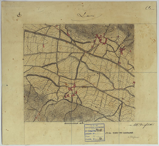 (N:13820) VESUVIO E DINTORNI - FOGLIO 1 LAURO. (CA006594) Carte e stampe antiche: riproduzione a colori su carta (formato A3)