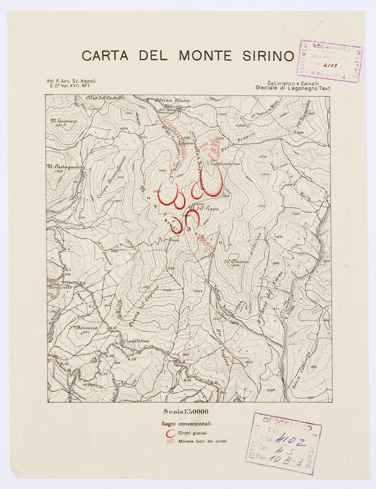 (N:1880) CARTA DEL MONTE SIRINO (B0001271) Carte e stampe antiche: riproduzione a colori su carta (formato A4)