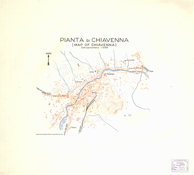(N:13879) PIANTA DI CHIAVENNA (MAP OF CHIAVENNA) (B0006937) Carte e stampe antiche: riproduzione a colori su carta (formato A4)